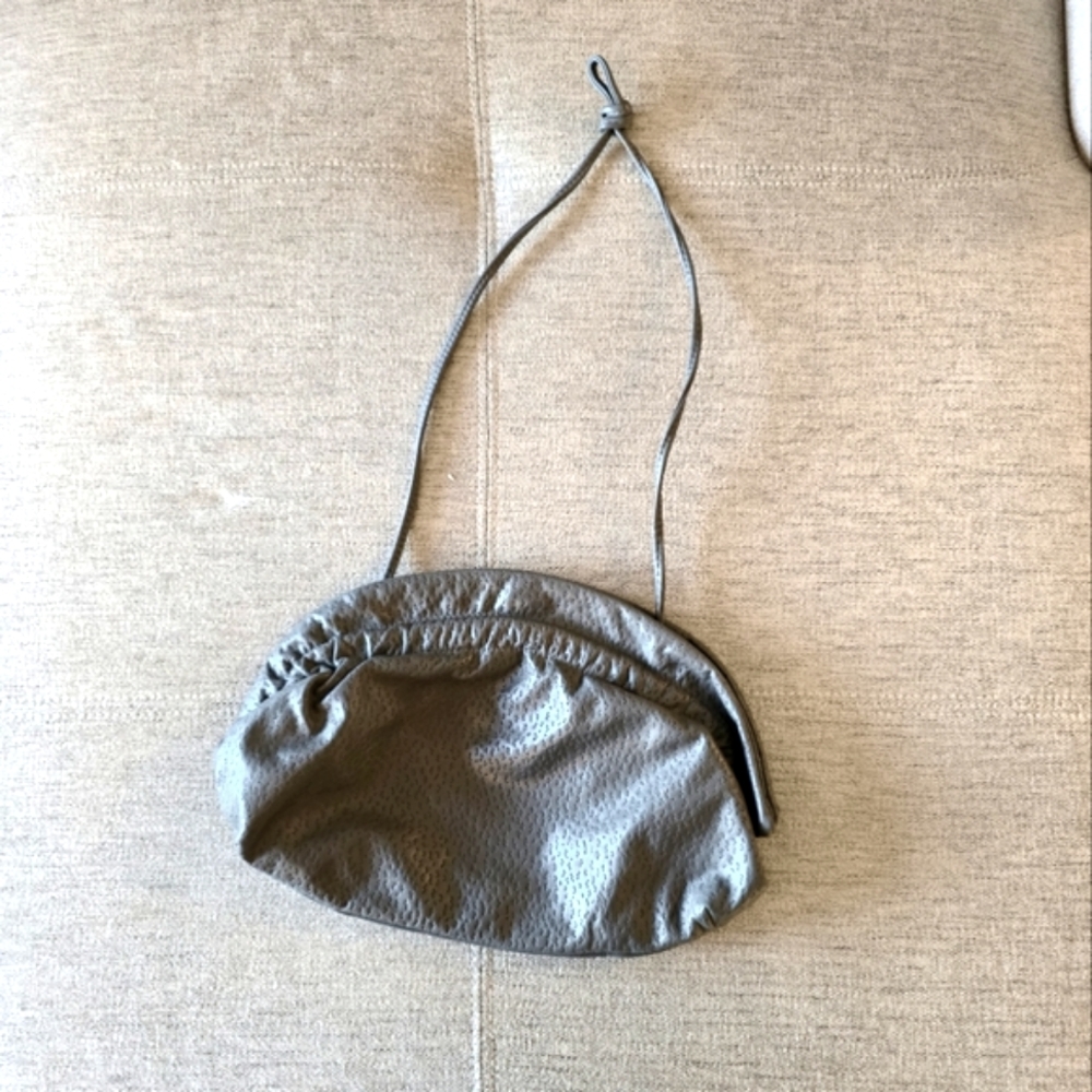 PINKY Pebbled Elegant Gray Leather Vintage Women's Shoulder Bag